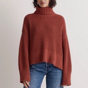 Madewell Wide Rib Turtleneck Sweater, Size XS, Antique Rose
